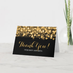 "Thank you" Birthday Party Sparkles Gold Thank You Card