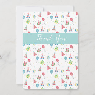 Thank You Birthday Pattern Balloons Presents Card