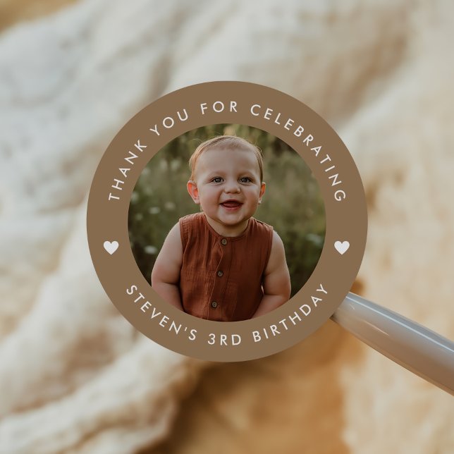 Thank you Birthday Photo Classic Round Sticker (Creator Uploaded)