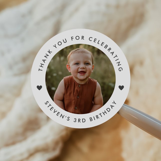 Thank you Birthday Photo Classic Round Sticker (Creator Uploaded)