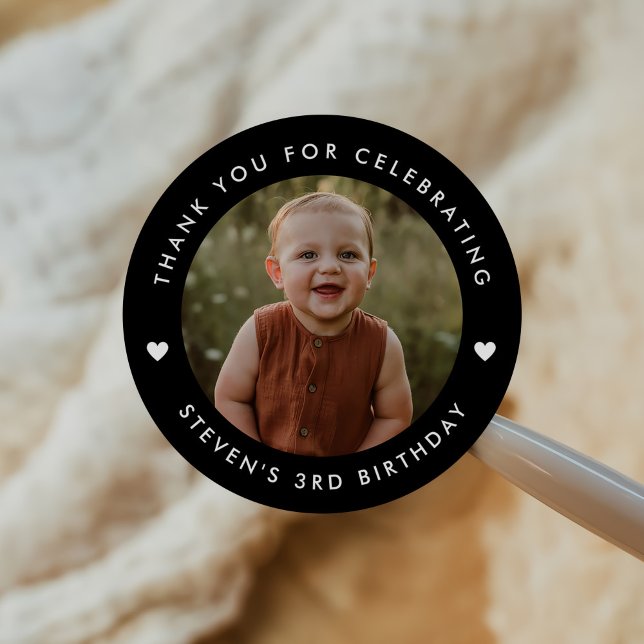 Thank you Birthday Photo Classic Round Sticker (Creator Uploaded)