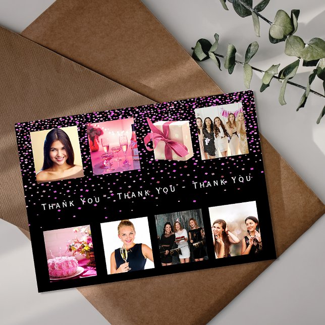Thank You birthday photo collage women black (Creator Uploaded)