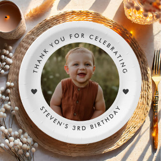 Thank you Birthday Photo  Paper Plate