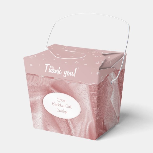 "Thank You" Birthday Pink Textured Fabric Look Favour Box (Front Side)