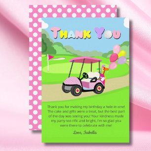 Thank You Birthday Polka Dot Pink Girly Golf 