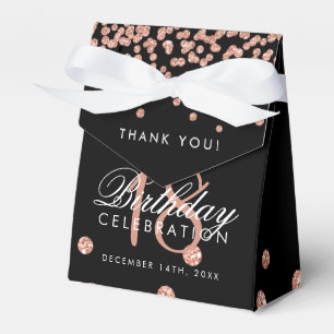 Thank You Birthday Rose Gold Glitter Confetti Favour Box