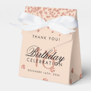 Thank You Birthday Rose Gold Glitter Confetti Favour Box
