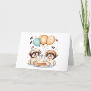 Thank You Birthday Shih Tzu Dogs Birthday Cake Card