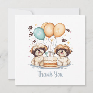 Thank You Birthday Shih Tzu Dogs Birthday Cake Card
