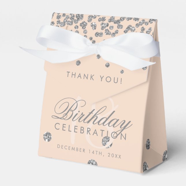 Thank You Birthday Silver Glitter Confetti Rose Favour Box (Front Side)