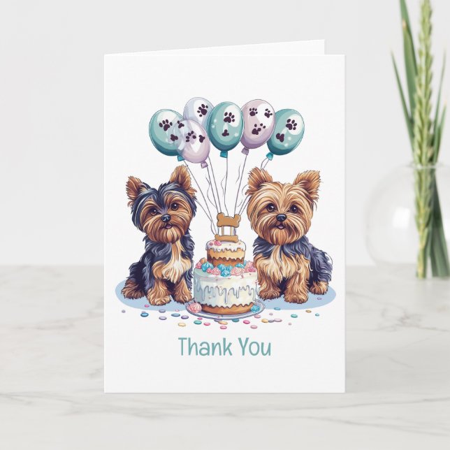 Thank You Birthday Yorkie Dog Card (Front)
