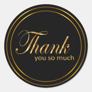 Thank You Black and Gold Classic Round Sticker