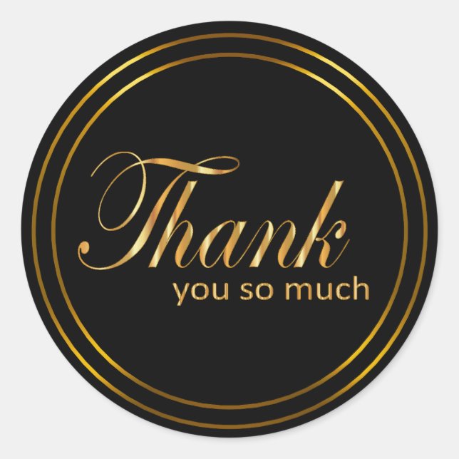 Thank You | Black and Gold Classic Round Sticker (Front)