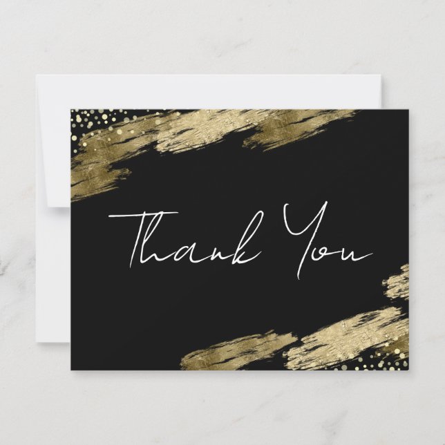 Thank You Black and Gold Elegant  Card (Front)
