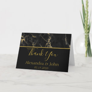 Thank You Black and Gold Elegant Marble