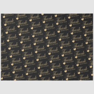 Thank You - Black and Gold Script  Tissue Paper