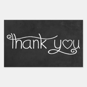 Thank You Black And White Chalkboard Heart Rectangular Sticker