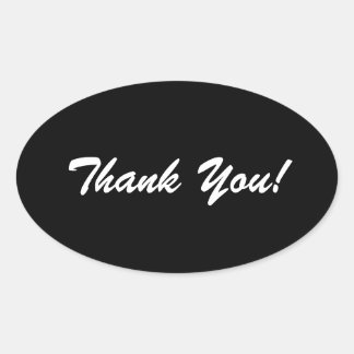 Thank You Black and White Glossy Notes Oval Sticker