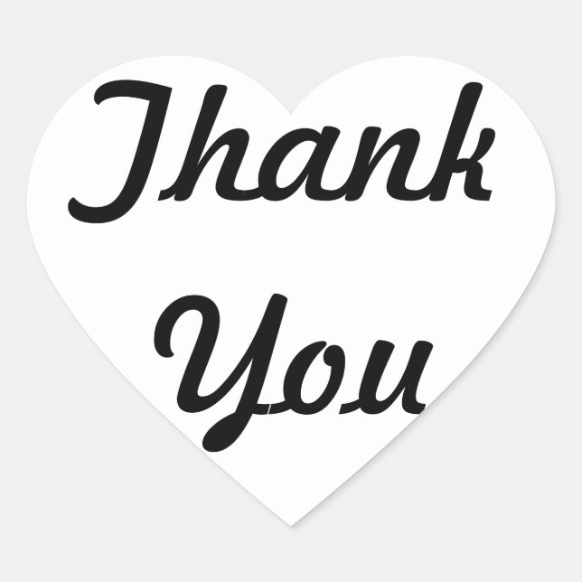 Thank You Black and White Heart Sticker (Front)