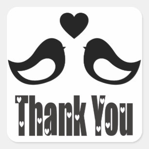 Thank You Black And White Lovebirds Love Square Sticker