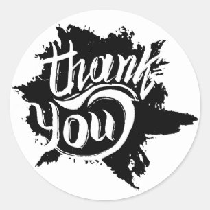 Thank You Black And White Paint Splatter Wedding Classic Round Sticker