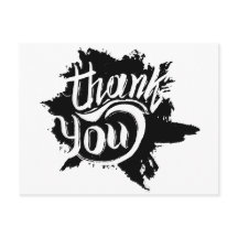 Thank You Black And White Paint Splatter Wedding