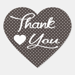 Thank You Black And White Polka Dot Heart Stickers