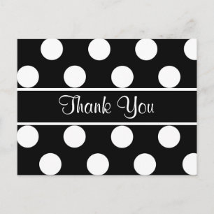 Thank You Black And White Polka Dot Postcard