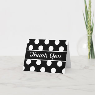 Thank You Black And White Polka Dots Wedding Party Card