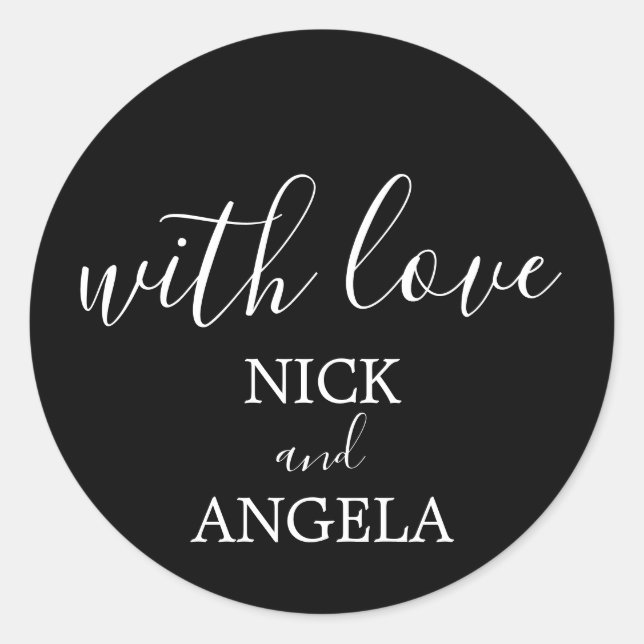 Thank you Black and White With Love Sticker (Front)