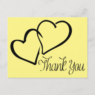 Thank You Black And Yellow Hearts Post Card