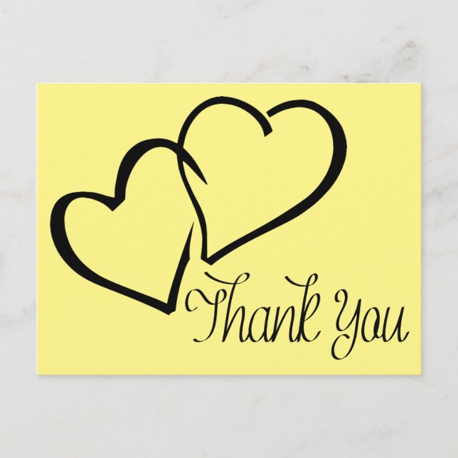 Thank You Black And Yellow Hearts Post Card (Front)