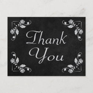 Thank You Black Chalkboard Floral Post Card