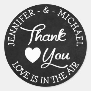 Thank You Black Chalkboard Personalised Wedding Classic Round Sticker