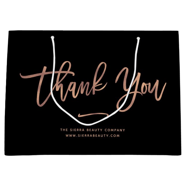 Thank You | Black Custom Retail Shopping Bag (Front)