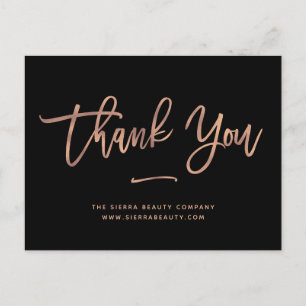 Thank You   Black Custom Retail Small Business Postcard
