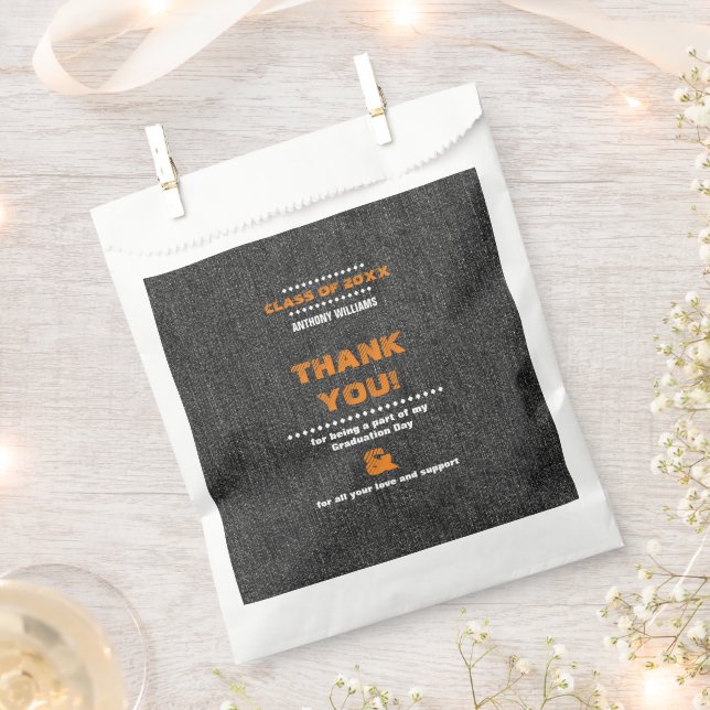 Thank You. Black Denim Pattern Graduation Favour Bags (Clipped)
