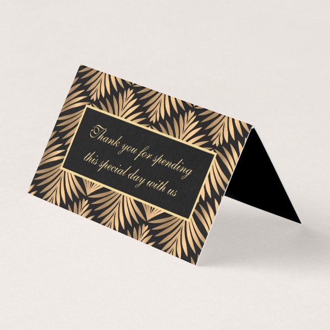Thank You Black Gold Art Deco Gatsby Wedding Party (Front)