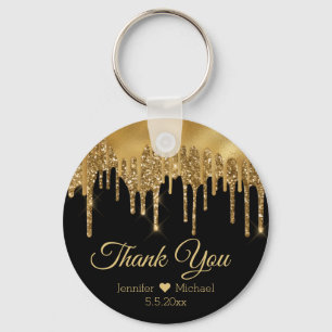 thank you black gold dripping glitters wedding key ring