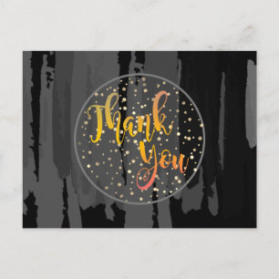 Thank You Black Gold Glitter Circle Abstract Postcard