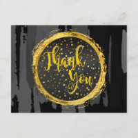 Thank You Black Gold Glitter Circle  Abstract