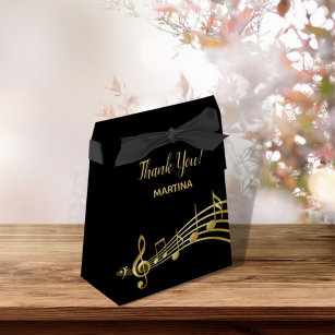 Thank You black gold music notes name birthday Favour Box