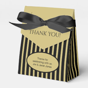 Thank You - Black/Gold Simple Stripes Pattern Favour Box