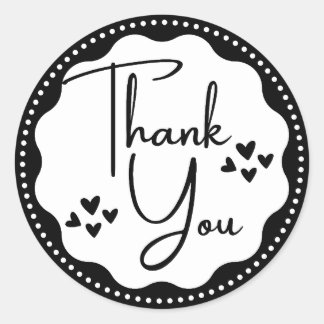 Thank You Black Hearts Classic Round Sticker