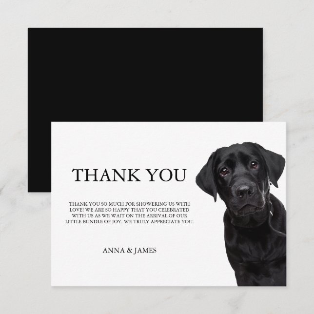 Thank you Black Labrador Baby Shower Cards (Front/Back)