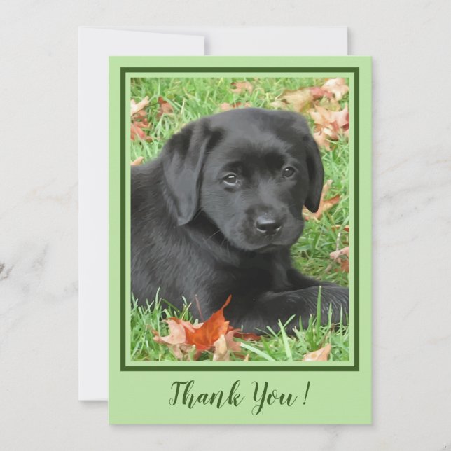 Thank You Black Labrador Puppy - Autumn Cute Dog Card (Front)