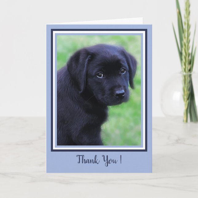 Thank You Black Labrador Puppy Cute Dog Blue (Front)