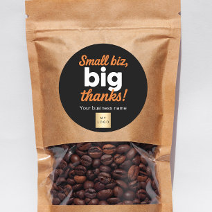 Thank you black orange business logo classic round sticker