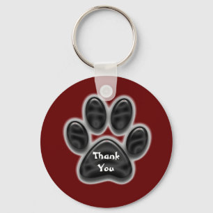 Thank You Black Paw Print Pet Ownwer Appreciaiton Key Ring