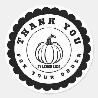 Thank You Black Pumpkin Circle Customise Classic Round Sticker